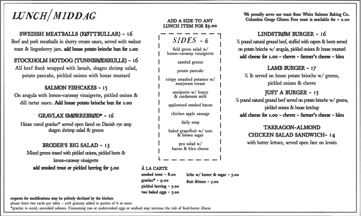 menu